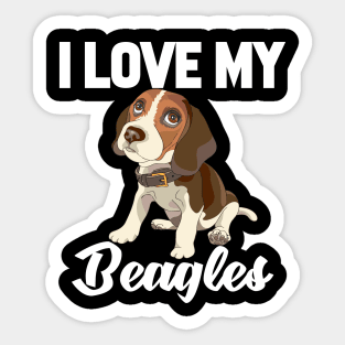 I Love My Beagles Sticker